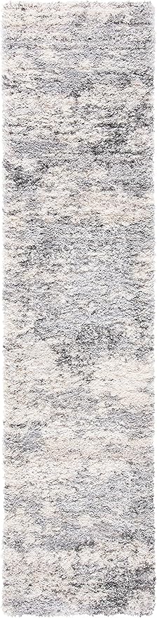 SAFAVIEH Berber Shag Collection Runner Rug - 2' x 20', Ivory & Beige, Modern Abstract Design, Non-Shedding & Easy Care, 1.2-inch Thick Ideal for High Traffic Areas in Living Room, Bedroom (BER272A)