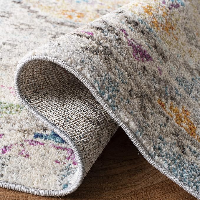 SAFAVIEH Madison Collection Runner Rug - 2'2" x 10', Grey & Yellow, Boho Diamond Distressed Design, Non-Shedding & Easy Care, Ideal for High Traffic Areas in Living Room, Bedroom (MAD418F)