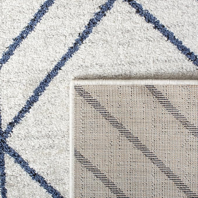 SAFAVIEH Adirondack Collection Runner Rug - 2'6" x 12', Light Grey & Navy, Modern Geometric Design, Non-Shedding & Easy Care, Ideal for High Traffic Areas in Living Room, Bedroom (ADR241N)