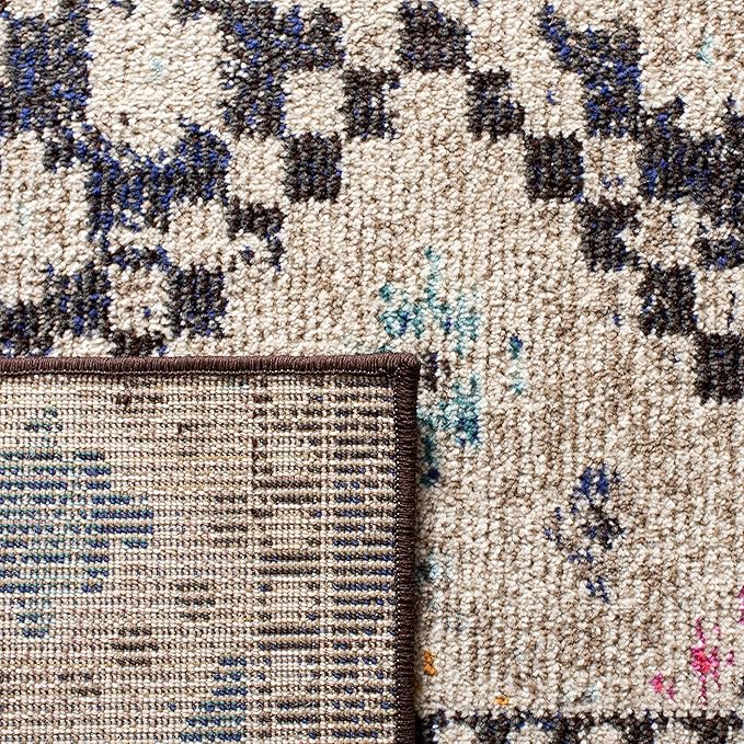 SAFAVIEH Madison Collection Runner Rug - 2'2" x 14', Black & Yellow, Boho Diamond Distressed Design, Non-Shedding & Easy Care, Ideal for High Traffic Areas in Living Room, Bedroom (MAD418Z)