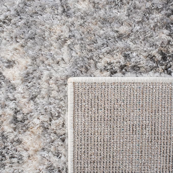 SAFAVIEH Berber Shag Collection Runner Rug - 2' x 20', Ivory & Beige, Modern Abstract Design, Non-Shedding & Easy Care, 1.2-inch Thick Ideal for High Traffic Areas in Living Room, Bedroom (BER272A)