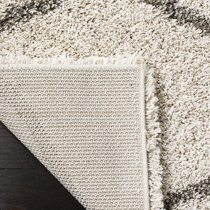SAFAVIEH Hudson Shag Collection Runner Rug - 2'3" x 10', Ivory & Grey, Moroccan Trellis Design, Non-Shedding & Easy Care, 2-inch Thick Ideal for High Traffic Areas in Living Room, Bedroom (SGH280A)