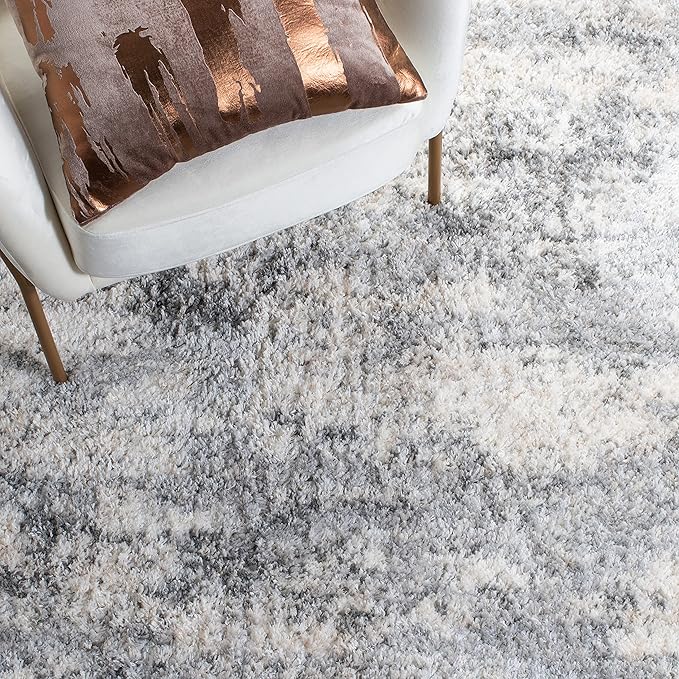 SAFAVIEH Berber Shag Collection Runner Rug - 2' x 20', Ivory & Beige, Modern Abstract Design, Non-Shedding & Easy Care, 1.2-inch Thick Ideal for High Traffic Areas in Living Room, Bedroom (BER272A)