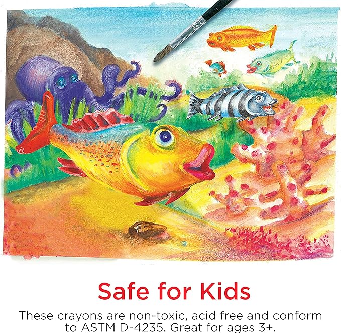 Faber-Castell Watercolor Crayons with Brush, 15 Colors - Premium Quality Art Supplies for Kids